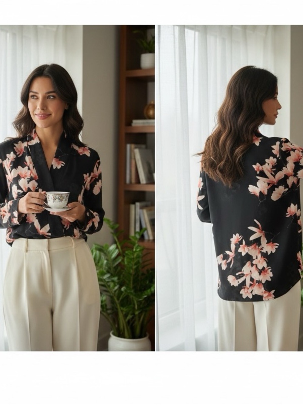 Aritzia Babaton Harper Open Cardigan Pink Blossom Floral See Measurements